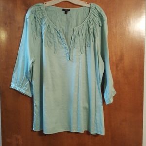 Talbots seafoam green blouse